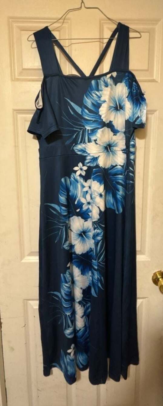 Tropical Leaf Hibiscus Flowers Print Cold Shoulder Crisscross Hawaii Maxi Dress